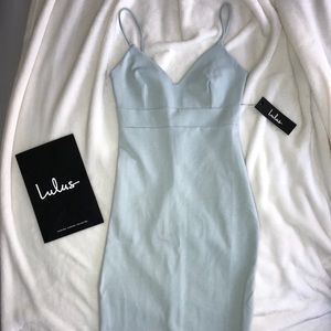 NWT Lulu’s Don’t tell ‘em light blue Bodycon midi